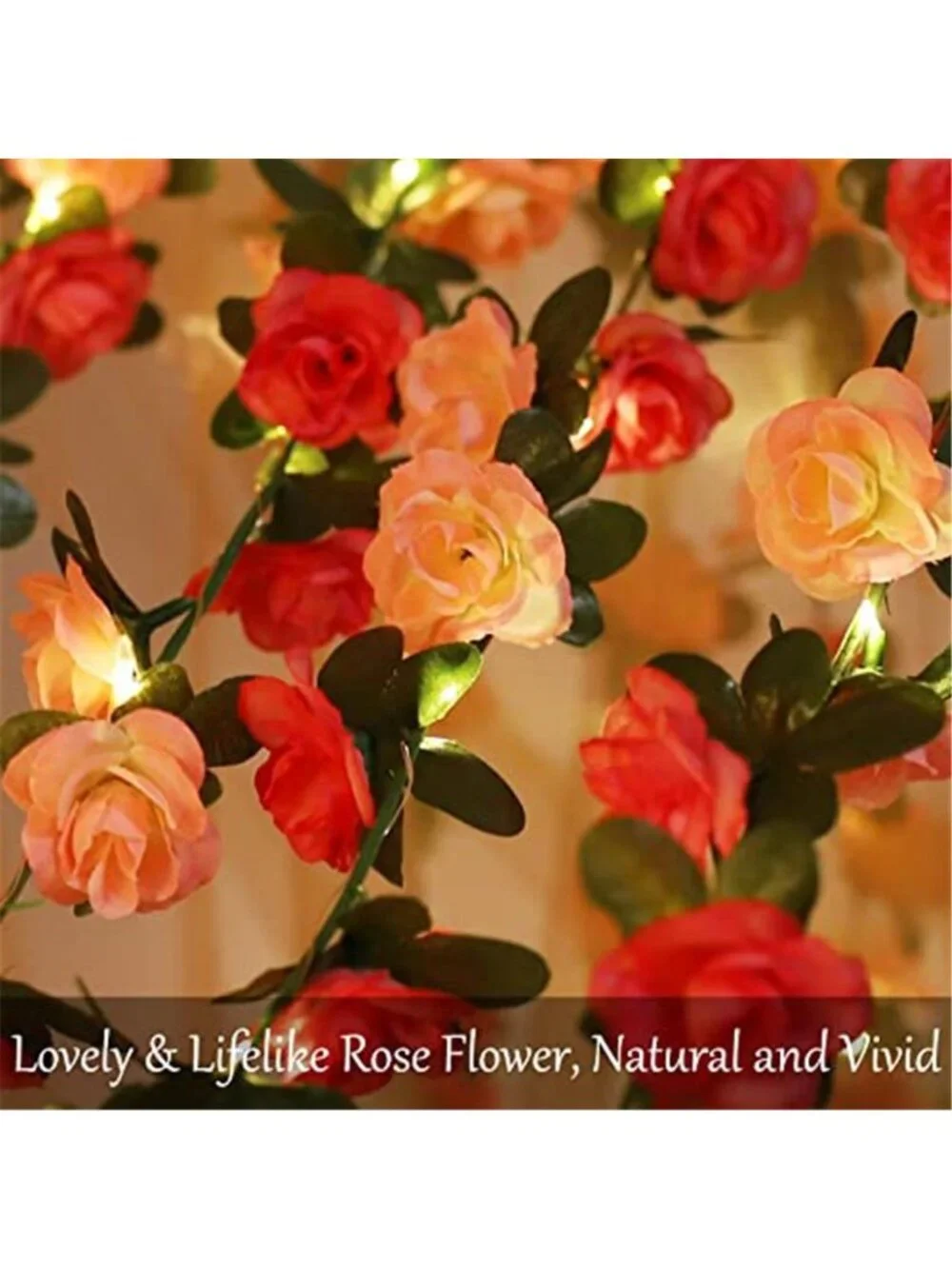 Rose Flower String Lights LED Fairy Garland Battery Operated Romantic Decor